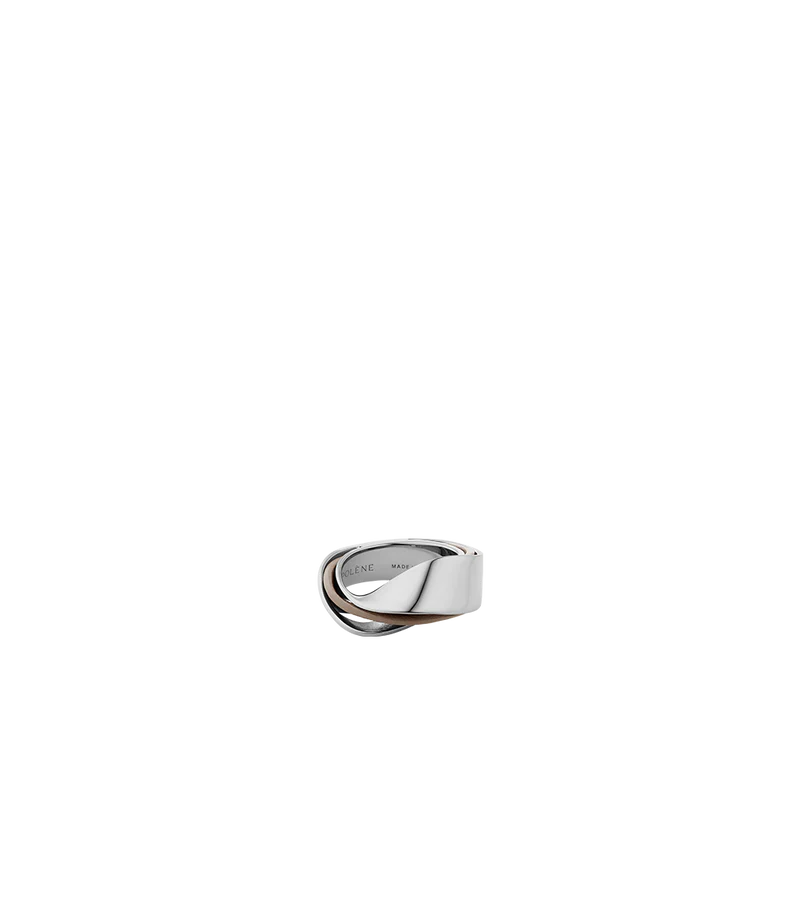 Ormé Ring - Silver in rhodium with Taupe Leather